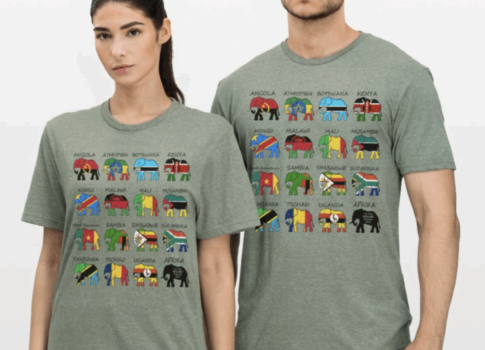 Tshirt Elefanten Flaggen